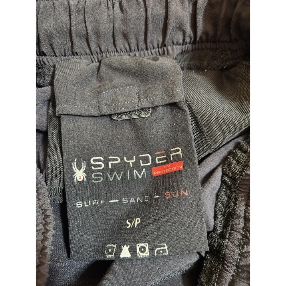 Spyder Mens‎ Small Black Swim Board Shorts Logo UV Protection Drawstring Trunks
